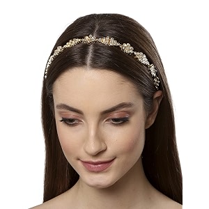 karatcart gold-plated white kundan-studded handcrafted hairband