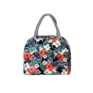 kardiff insulated lunch bag for kids women small lunch leakproof bag for office work school picnic beach office outdoor picnic bag floral black