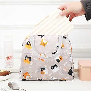 kardiff insulated lunch bag for kids women small lunch leakproof bag for office work school picnic beach office outdoor picnic bag beige cat
