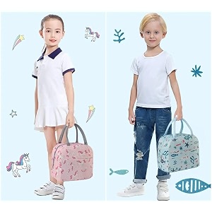 kardiff insulated lunch bag for kids women small lunch leakproof bag for office work school picnic beach office outdoor picnic bag sky blue fish