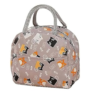 kardiff insulated lunch bag for kids women small lunch leakproof bag for office work school picnic beach office outdoor picnic bag beige cat