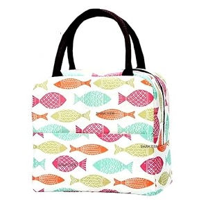 kardiff insulated lunch bag for kids women small lunch leakproof bag for office work school picnic beach office outdoor picnic bag white fish