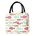 KARDIFF Insulated Lunch Bag for Kids, Women Small Lunch Leakproof Bag for Office, Work, School, Picnic Beach, Office, Outdoor Picnic Bag (White Fish)
