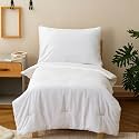 KAREVER White Toddler Bedding Set Solid White 4 Pieces Crib Bed Set Kids Pure Color Comforter Set