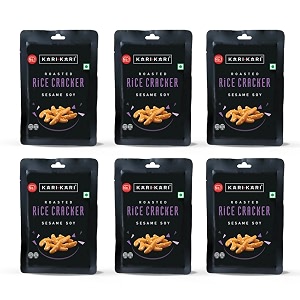kari kari sesame soy rice cracker  crunchy japanese snacks  roasted non-fried healthy  100 vegetarian  party 20g x pack of 6