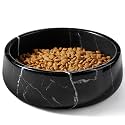 Karibiber Black Marble Dog Bowl, 3.5lbs Non Slip,Non Spill Heavy Dogs Food Bowl, Large Dog Dish, Weighted Food and Water Bowls for Medium Dogs, Natural Stone Pet Bowl, Easy to Clean, Holds 4.5 Cups
