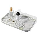 Karibiber Luxury Marble Vanity Tray, Bathroom Tray Countertop, Bianco Marble/Stone, Home Decorative Dresser Organizer, Storage for Kitchen Sink, Perfume Jewelry Holder(Green&amp;White)