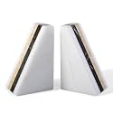 Karibiber Marble Book Ends, Non-Skid Bookends for Shelves, Composite Bookend with Natural Marble, Heavy Duty Book Stopper, Collected CDs and Oversized Books Organizer, Gold &amp; Black Decorative Bookends