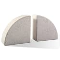 Karibiber Marble Bookend for Shelves, Non-Skid Bookends for Heavy Books, Heavy Duty Book Stopper for CDs, Luxury Book Shelf Holder, Quarter Circle Design Book Ends Decorative, Moleanos Beige, Set of 2