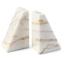 Karibiber Marble Bookends for Heavy Books, Calacatta Decorative Book Ends for Shelves, Unique and Heavy Bookends for Hardback Book &amp; Cookbooks, Stone Book Stopper, Modern Book Holder,Set of 2