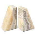 Karibiber Marble Bookends for Heavy Books, Decorative Book Ends for Shelves, Weighted Book End for Hardback Book & CDS, Unique Stopper & Holder, Green Onyx with Black, Set of 2