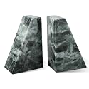 Karibiber Marble Bookends for Heavy Books, Decorative Bookends for Shelves, Green Stone Book Ends, Heavy-Duty Book Ends for Hardback Book &amp; Cookbooks, Unique Book Stopper &amp; Holder, Set of 2