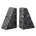 Karibiber Marble Bookends for Heavy Books, Decorative Book Ends for Shelves, Titanium Black Stone Durable and Heavy-Duty Book Ends for Hardback Books &amp; CDS, Unique Book Stopper &amp; Holder, Set of 2