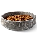 Karibiber Marble Dog Bowl, 6lbs Weighted Dog Food Bowl, Non-Slip Large Heavy Water Bowls, Grey Stone Food and Water Dish for Medium Dogs, Natural Marble, Easy to Clean, Holds 6 Cups