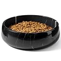 Karibiber Natural Marble Dog Bowl, 5lbs Non Slip Dog Food Bowl, Non Spill Weighted Water Bowls for Large Dogs, Durable Big Dogs Dish, Puppy Pet Bowls, Easy to Clean, Holds 6.5 Cups(Spain Black)