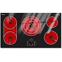 Karinear 36 Inch Electric Cooktop with Magnetic Knob, Bridge BBQ Burner