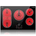 Karinear Electric Cooktop 30 Inch with Magnetic Knob, Bridge BBQ Burner