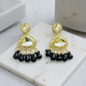 Karishma kreation Traditional Kundan Earrings with Black Beads For Girls And Women Metal Jhumki Earring