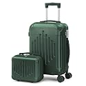 Karl home Hardside Luggage Set 2 Piece with TSA Lock, Dark Green, 12/20