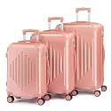 Karl home Hardside Luggage Set 3 Piece with TSA Lock, Rose Gold, 20/24/28