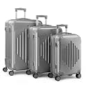 Karl home Hardside Luggage Set 3 Piece with TSA Lock, Dark Grey, 20/24/28
