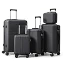 Karl home PP Hard Case Luggage Sets 5 Piece, Dark Grey, 12/16/20/24/28"