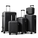 Karl home PP Hard Case Luggage Sets 5 Piece, Black, 12/16/20/24/28"