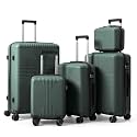 Karl home PP Hard Case Luggage Sets 5 Piece, Dark Green, 12/16/20/24/28"