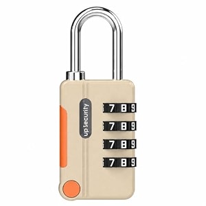 karomouj 4-digit combination lock metal resettable number padlock for luggage suitcases backpacks gym lockers cabinets school bags amp key storage  keyless security lock  pack of 1  beige