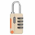 Karomouj 4-Digit Combination Lock |Metal Resettable Number Padlock for Luggage, Suitcases, Backpacks, Gym Lockers, Cabinets, School Bags &amp; Key Storage | Keyless Security Lock | Pack of 1 | Beige