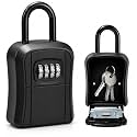 Karomouj 4-Digit Password Key Safe | Wall Mounted Spare Key Holder with Secure Locking Compartment | Anti-Theft Access Box for Home, Office, Gym, School, Garage & Rental Property |1 Pack | Black