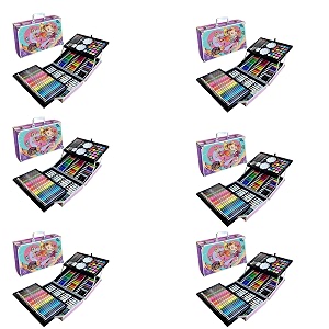 karp 145 pcs fa-iry design children deluxe art drawing set for kids case studio art and craft supplies drawing and painting set great gift 6pk - pink color