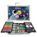 KARP 145 Pcs Mer-Maid Design Children Deluxe Art Drawing Set for Kids Case Studio Art and Craft Supplies Drawing and Painting Set Great Gift (6Pk - Blue Color)
