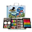 KARP Children Deluxe Art Drawing Set for Kids| Drawing &amp; Coloring Set with Crayons, Oil Pastels, Colour Pencils, Watercolors, Sketch Pens, Brushes &amp; Carry Case (145 Pcs Dino-Saur Print Art Set)