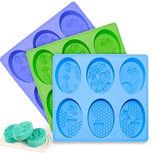 karp 6 cavity 3d honeybee silicone soap molds for making soap mold oval mould homemade craft soap mold cake chocolate ice cube tray mold-color may vary-qty -1