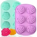 KARP Silicone Soap Molds, 6 Cavity 3D Silicone Soap Molds for Homemade Craft Soap Mold, Cake, Chocolate ＆ Ice Cube Tray - Just Pop Out (Color May Vary - Qty 1)