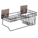 KARP Corner Shower Caddy Shelf Metal Shower Shelves with Adhesive Wall Mounted Rustproof Bathroom Shower Organizer for Bathroom Powder Coated Finish (1 Pack - Bathroom Self With Towel Holder)