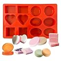 KARP Flower Candy Mold Rectangle Oval Soap Bar Molds Bread Baking Pan Silicone Mould for Chocolate Covered Cookie Mousse Mould (12 Cavity Multishape)
