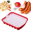 KARP Hot Dog Bun Pan Silicone Hotdog Bun Molds Nonstick Bread Forms Mini Baguette Sandwich Baking Tray for Hot Dog Bun Rolls Cake and Eclair (6 Cavity-Red -1 Qty)