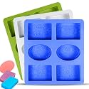 KARP Candy Mold Rectangle Oval Soap Bar Molds Bread Baking Pan Silicone Mould for Chocolate Covered Cookie Mousse Mould (6 Cavity-Multishape)