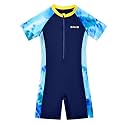 karrack Girls and Boys One Piece Rash Guard Swimsuit Kid Water Sport Short Swimsuit UPF 50+ Sun Protection Bathing Suits