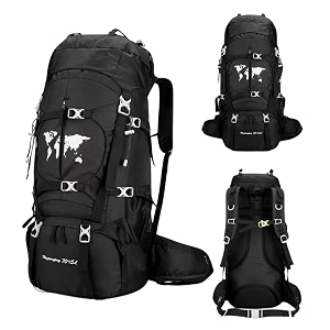 karrier 75l internal frame hiking rucksack - heavy duty large backpack with metal back support for weight distribution  professional outdoor gear for long-distance trekking