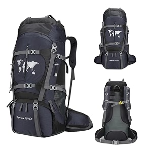 karrier 75l internal frame hiking rucksack - heavy duty large backpack with metal back support for weight distribution  professional outdoor gear for long-distance trekking