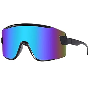 karsaer big shield wraparound sunglasses rave for men women neon sun visor glasses cycling ski shades b5019 blue
