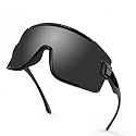 Karsaer Big Shield Wraparound Non-Polarized Sunglasses Rave For Men Women Neon Sun Visor Glasses Cycling Ski Shades B5019, Black