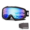 Karsaer Ski Goggles Anti-Fog Snow Goggles OTG UV Protection Snowboard Goggles Bendable Dual-Lenses for Men Women Youth