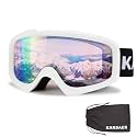 Karsaer Ski Goggles Anti-Fog Snow Goggles OTG UV Protection Snowboard Goggles Bendable Dual-Lenses for Men Women Youth