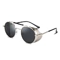 Karsaer Steam Punk Sunglasses for Men Women Side Shield Round Steampunk Vintage Glasses Shades E1028