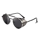 Karsaer Steam Punk Sunglasses for Men Women Side Shield Round Steampunk Vintage Glasses Shades E1028
