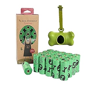 scented dog poop bags extra thick and strong poop bags for dogs biodegradable leak-proof poop dispenser included 9 x 13 inches 21 rolls 315 bags green